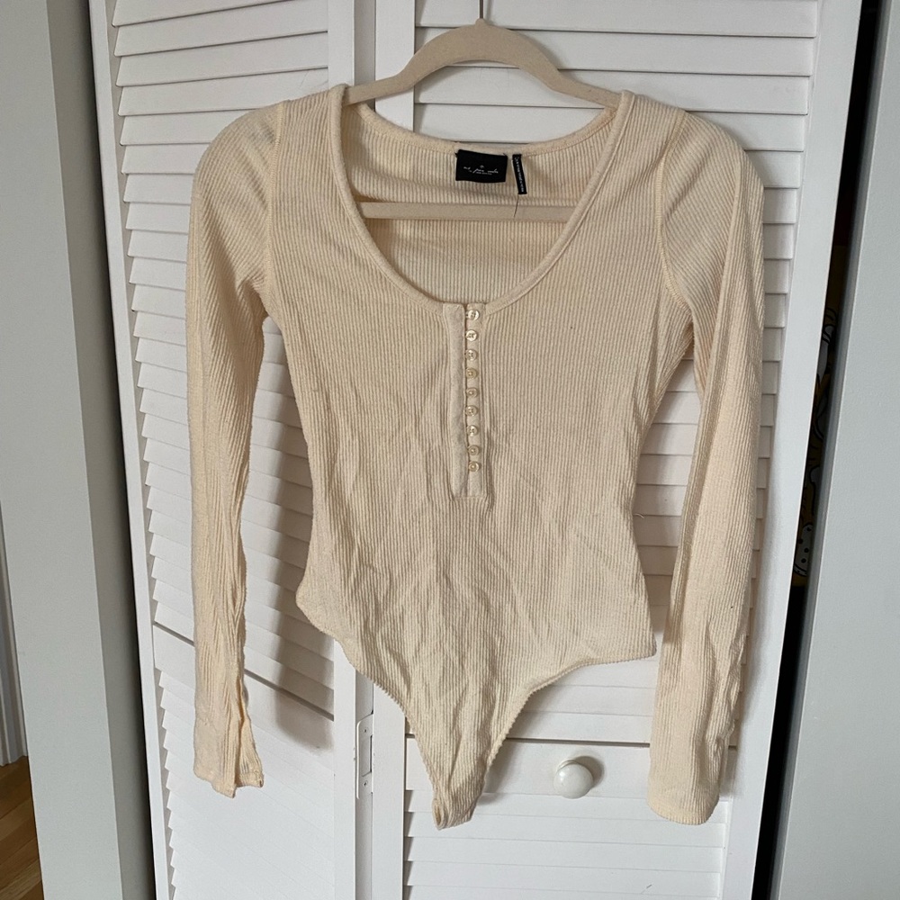 UO Long Sleeve Cream Bodysuit